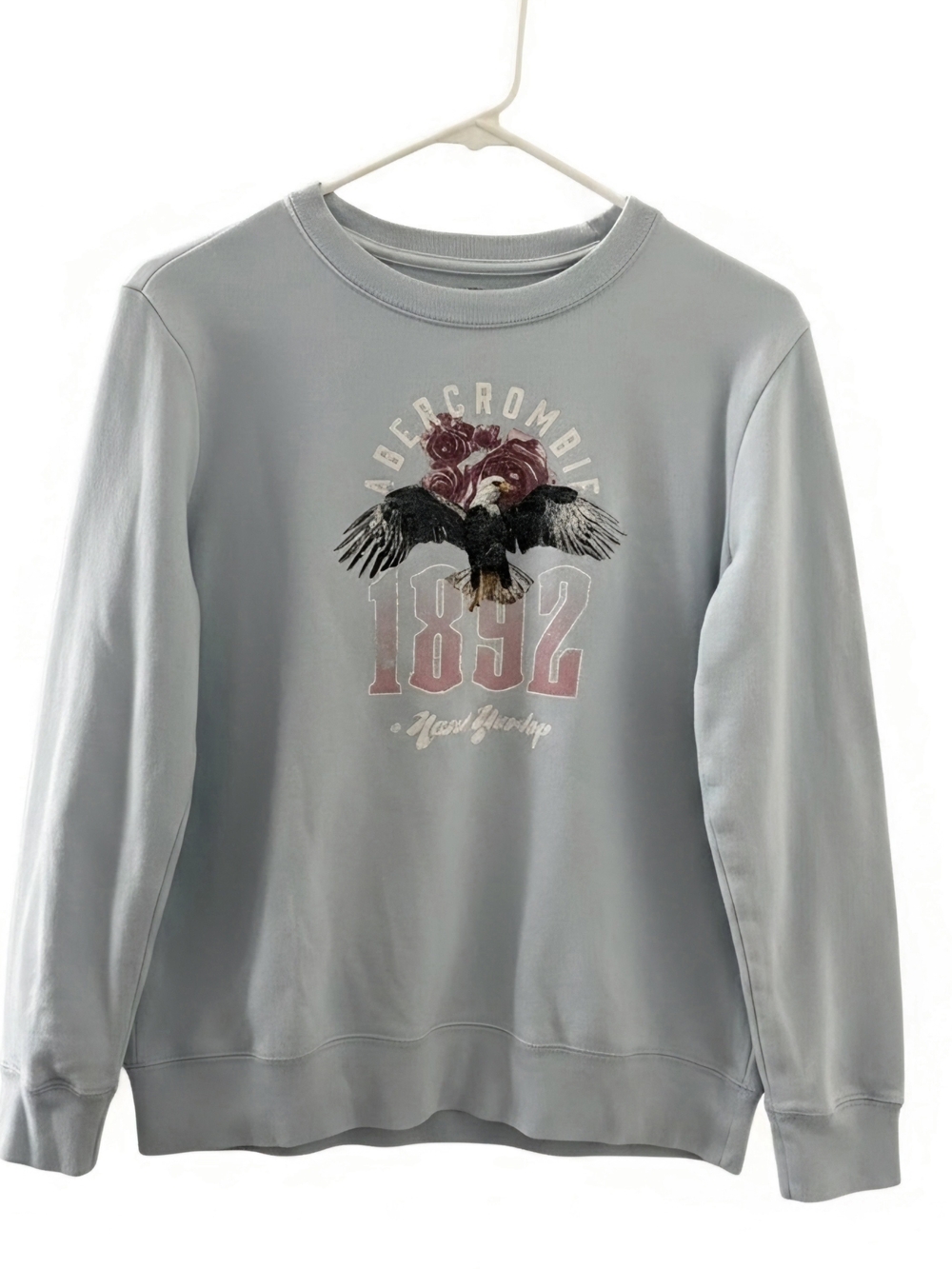 abercrombie kids Light Gray Crewneck with Pink 1892 Eagle Graphic